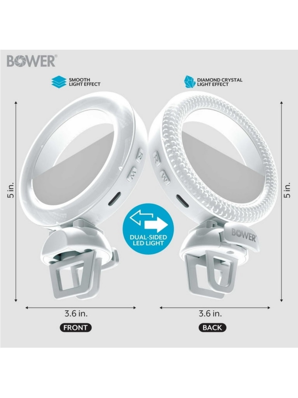 Bower Dual-Sided Clip-On RGB Ring Light — White/Black - Picture 3 of 3